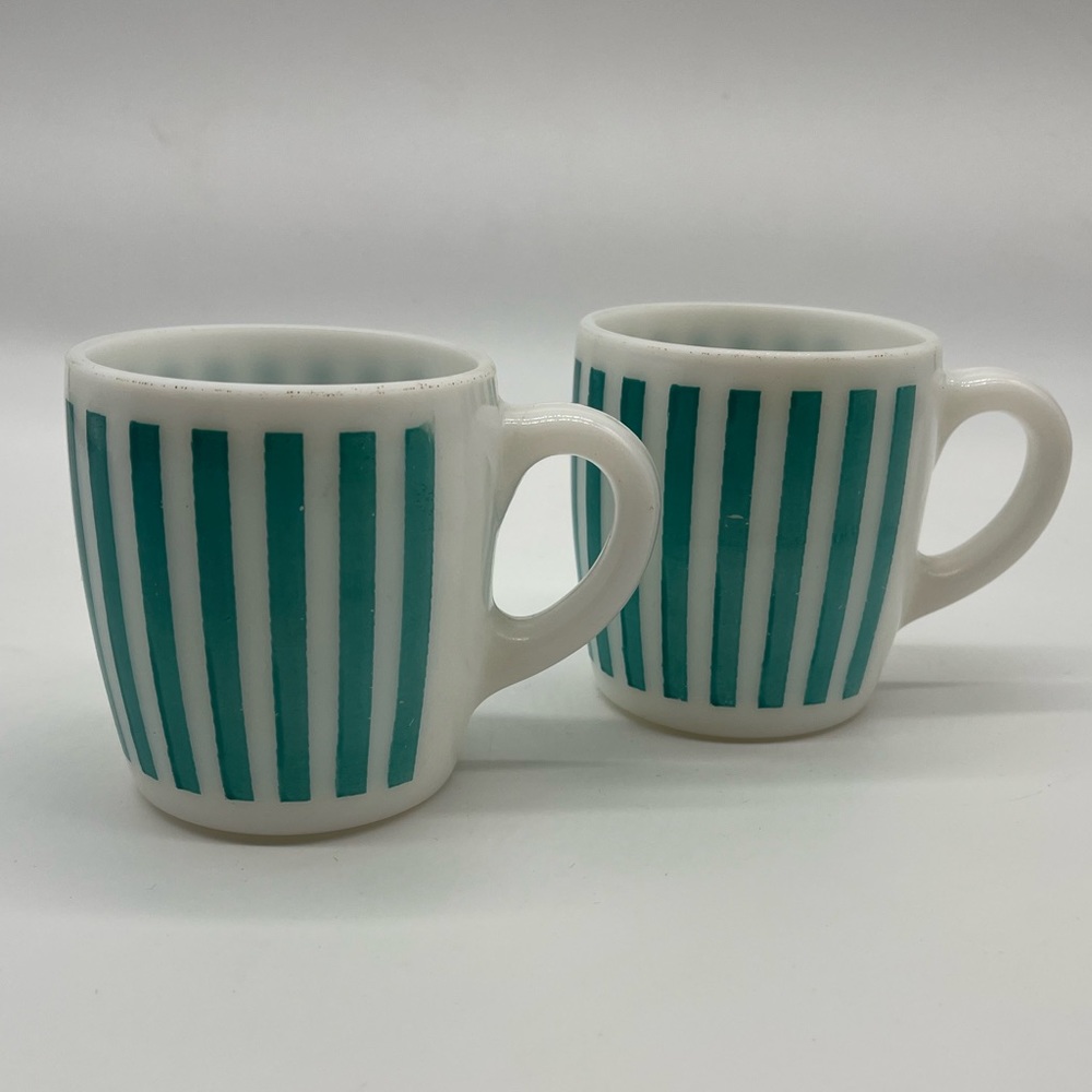 Vintage Hazel Atlas Candy Stripe Milk Glass Mug